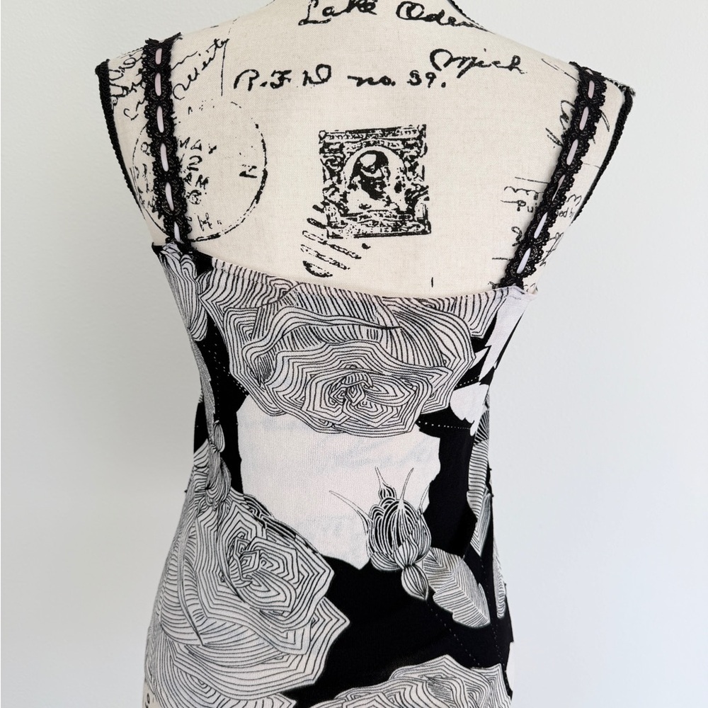 Alberto Makali Monochrome Floral Open Cardigan &‎ Tank Top Set Sz M Romantic - Picture 12 of 16